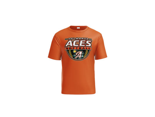 Delmarva Aces Softball Performance Tee - Deep Orange
