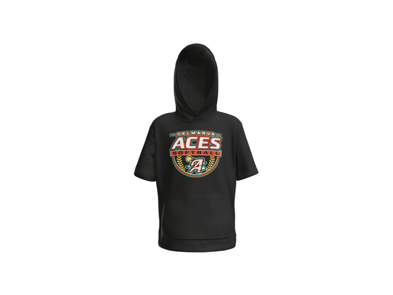 Delmarva Aces Softball Youth Short Sleeve Performance Hoodie - Black