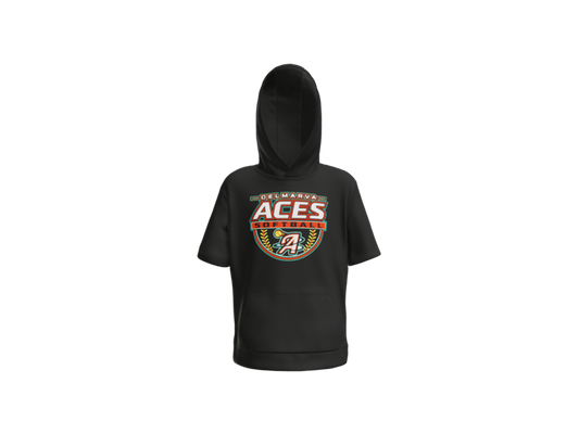 Delmarva Aces Softball Youth Short Sleeve Performance Hoodie - Black