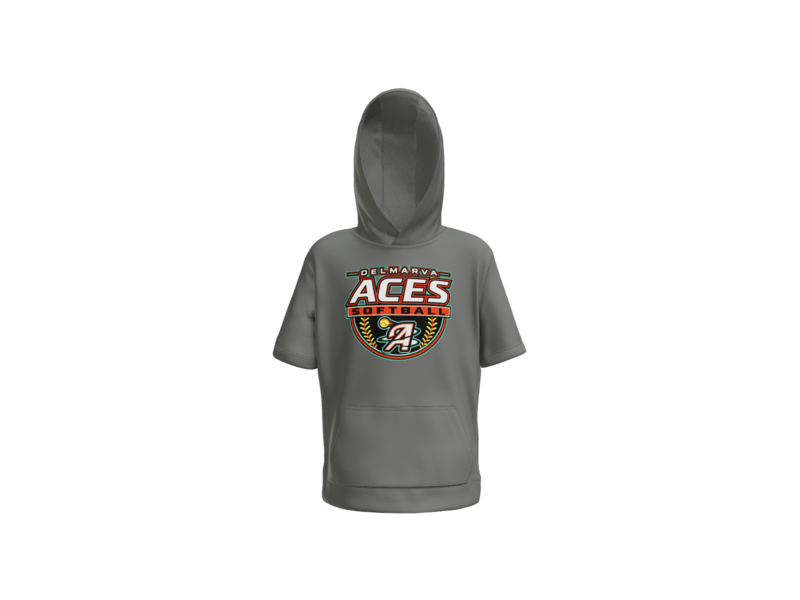 Delmarva Aces Softball Youth Short Sleeve Performance Hoodie - Dark Smoke Grey