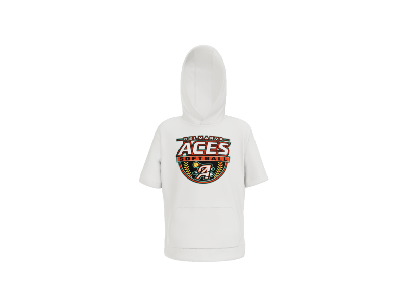 Delmarva Aces Softball Youth Short Sleeve Performance Hoodie - White