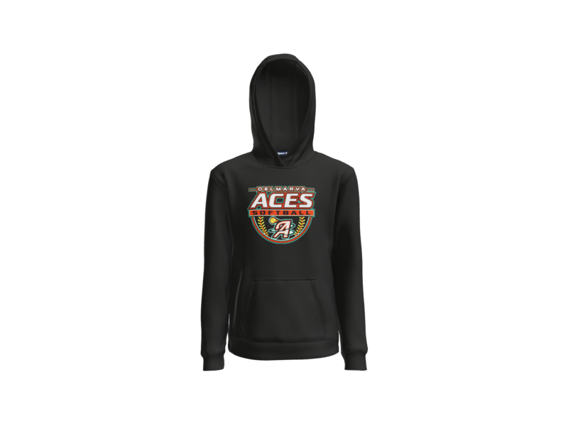 Delmarva Aces Softball Youth Pullover Hoodie - Black