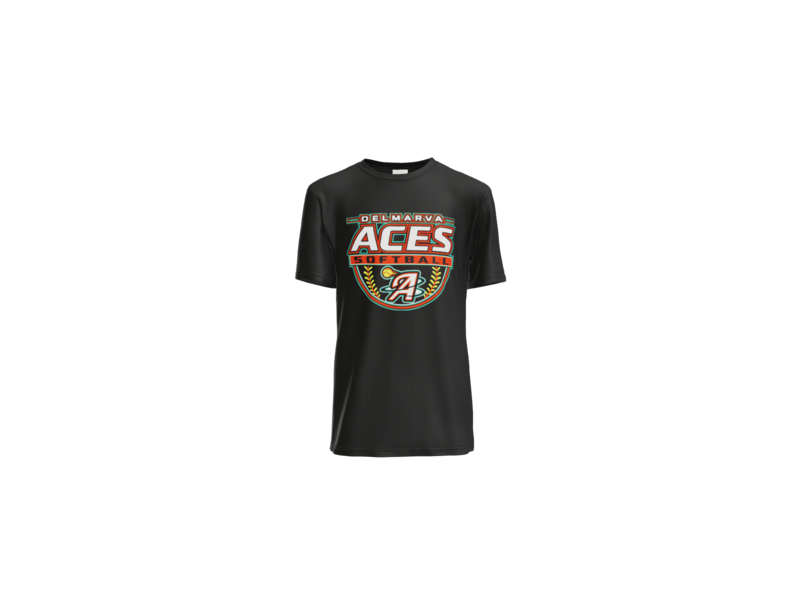 Delmarva Aces Softball Youth Performance Tee - Black
