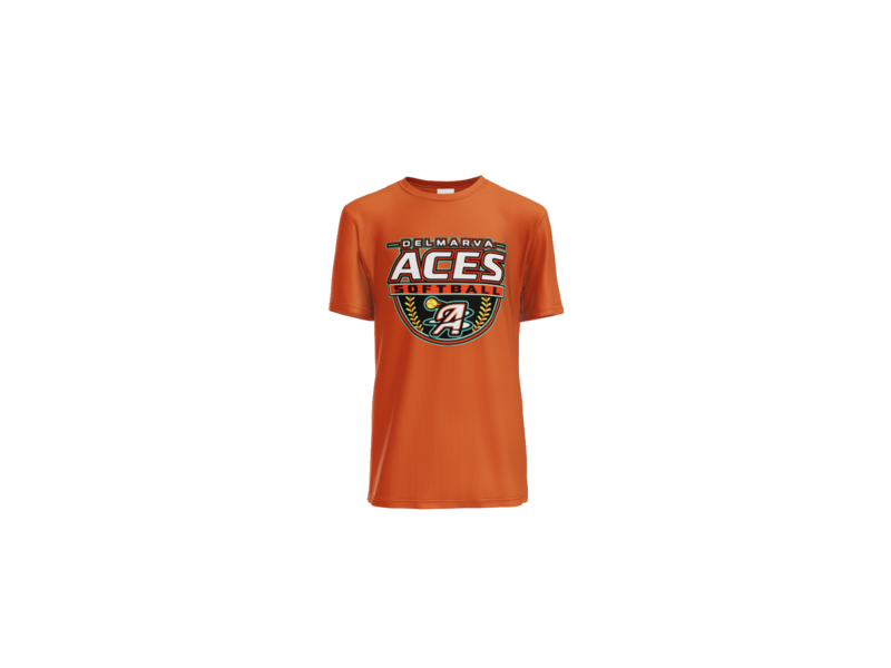 Delmarva Aces Softball Youth Performance Tee - Deep Orange