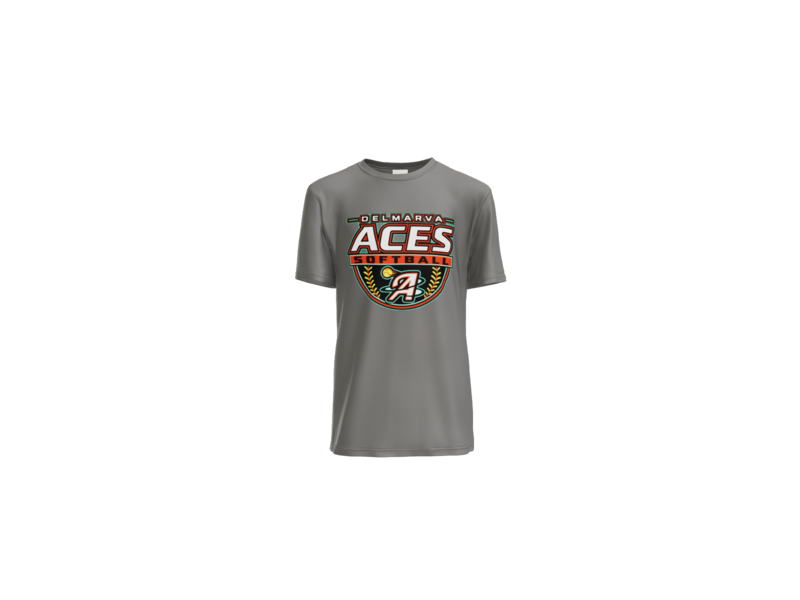 Delmarva Aces Softball Youth Performance Tee - Grey Concrete