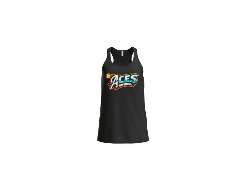 Aces Softball Logo Women's Flowy Racerback Tank - Black