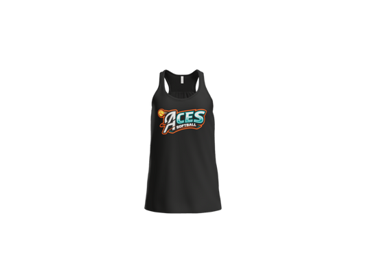 Aces Softball Logo Women's Flowy Racerback Tank - Black