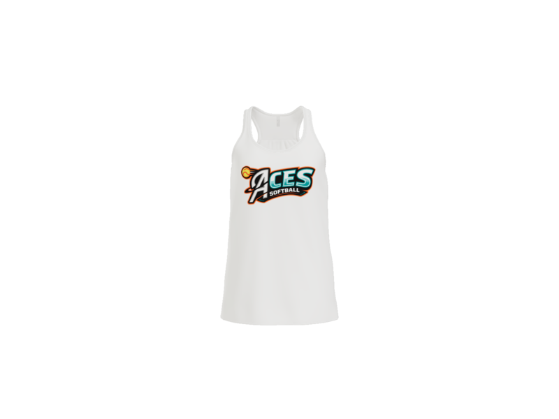 Aces Softball Logo Women's Flowy Racerback Tank - White