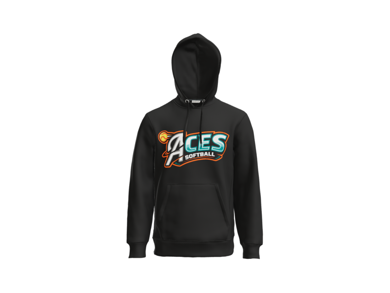 Aces Softball Logo Heavyweight Fleece Hoodie - Black
