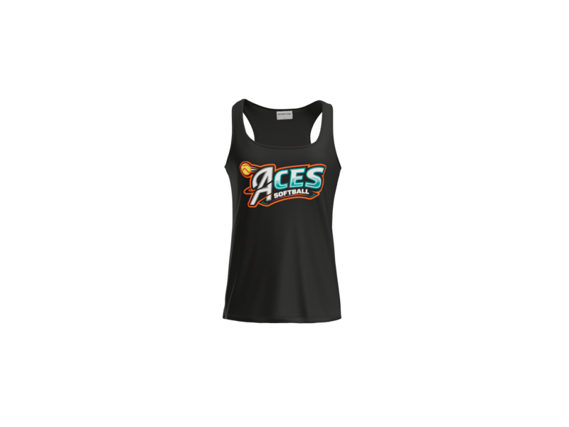 Aces Softball Logo Women's Racerback Performance Tank - Black