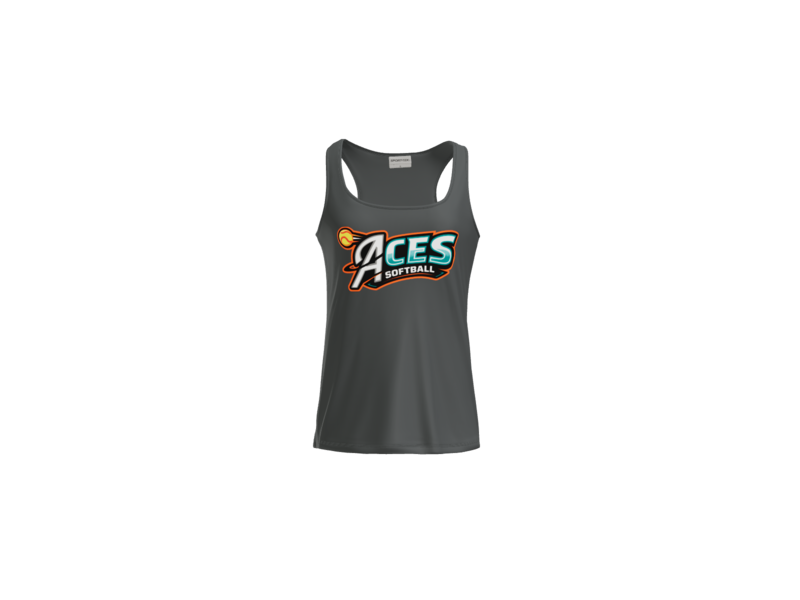 Aces Softball Logo Women's Racerback Performance Tank - Iron Grey