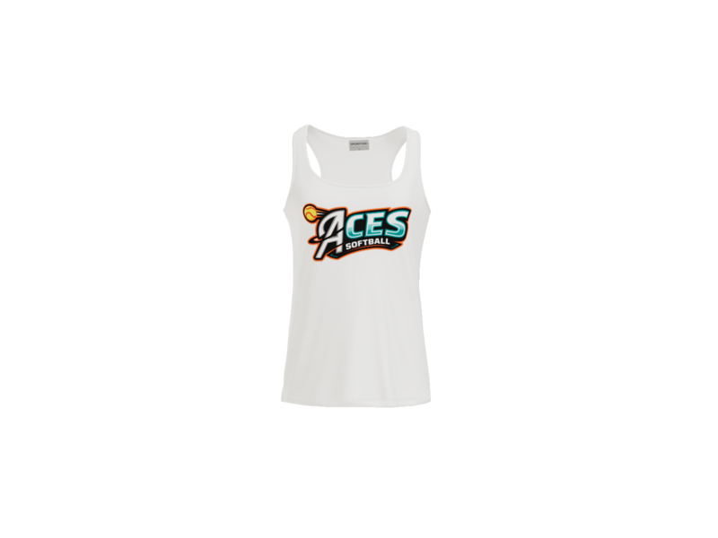 Aces Softball Logo Women's Racerback Performance Tank - White