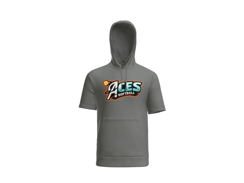 Aces Softball Logo Short Sleeve Performance Hoodie - Dark Smoke Grey