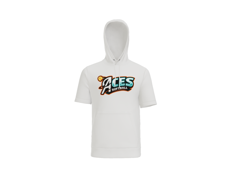 Aces Softball Logo Short Sleeve Performance Hoodie - White