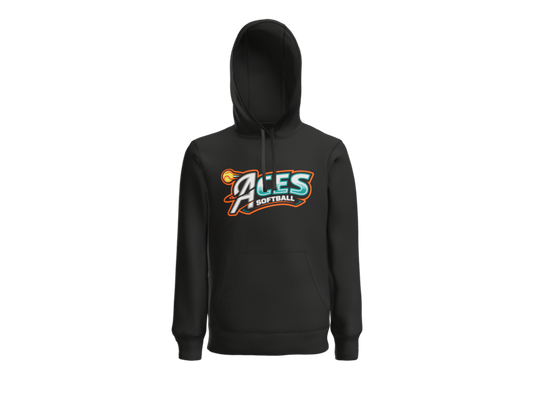 Aces Softball Logo Pullover Hoodie - Black