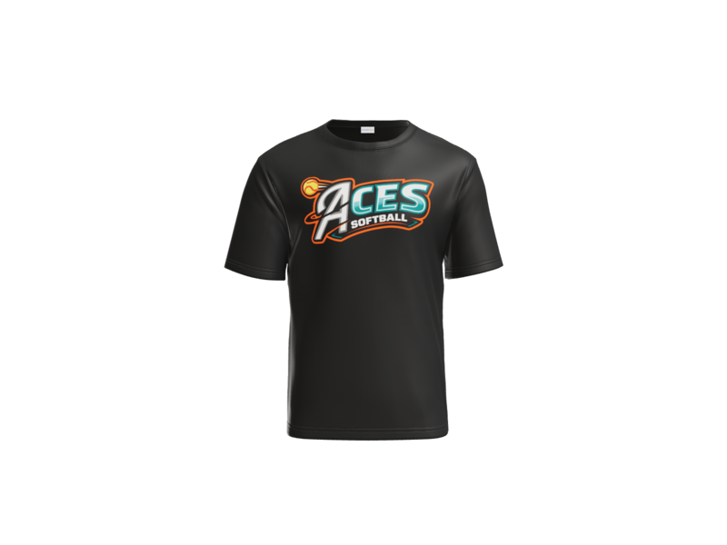 Aces Softball Logo Performance Tee - Black