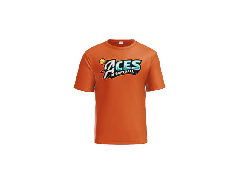 Aces Softball Logo Performance Tee - Deep Orange