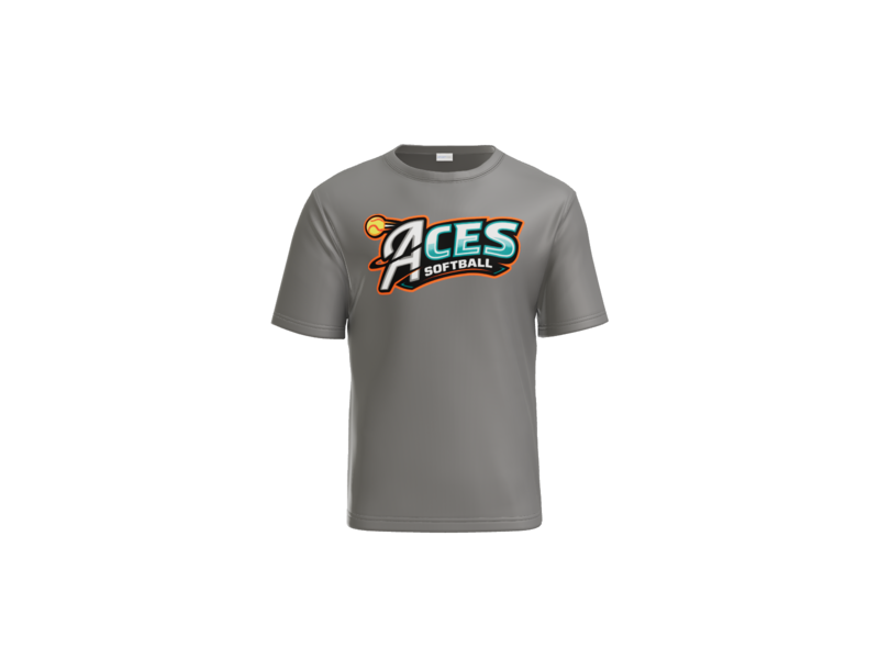 Aces Softball Logo Performance Tee - Grey Concrete