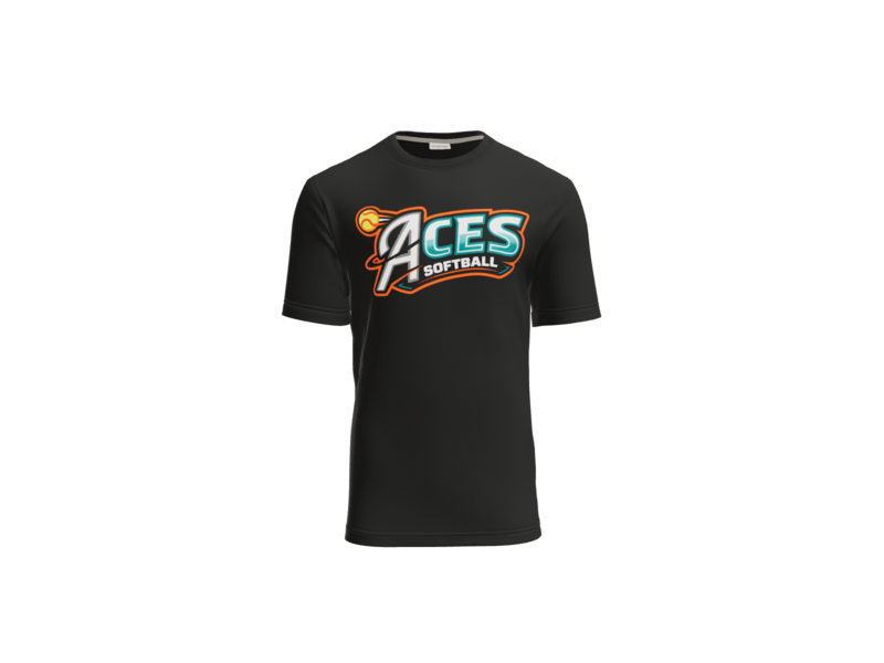 Aces Softball Logo Cotton Touch Performance Tee - Black