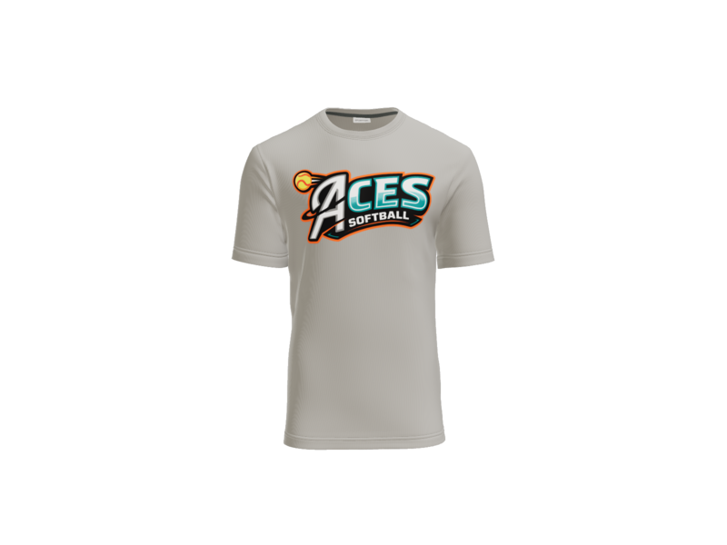 Aces Softball Logo Cotton Touch Performance Tee - Silver