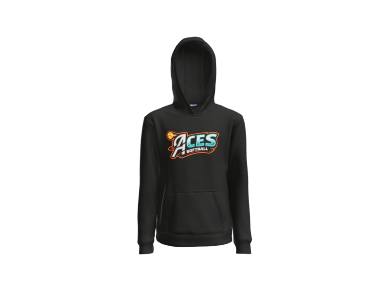 Aces Softball Logo Youth Pullover Hoodie - Black