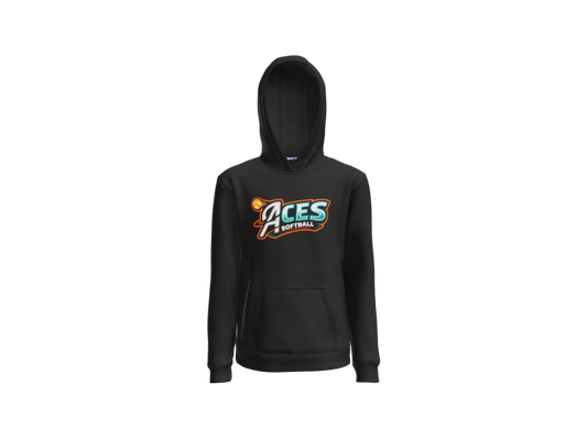 Aces Softball Logo Youth Pullover Hoodie - Black