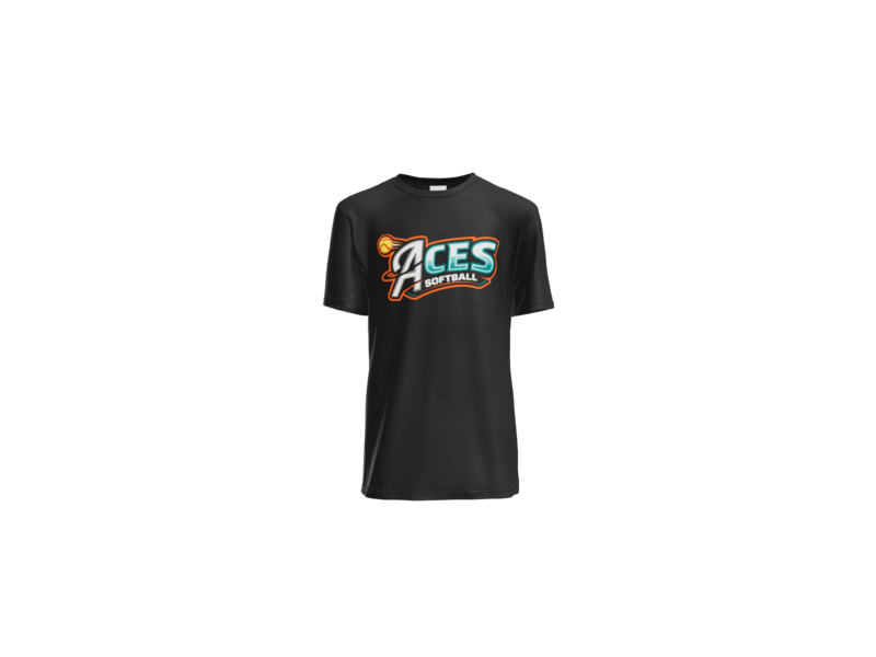 Aces Softball Logo Youth Performance Tee - Black