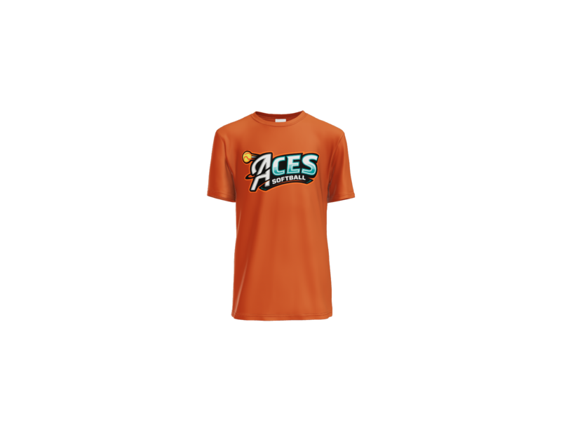 Aces Softball Logo Youth Performance Tee - Deep Orange