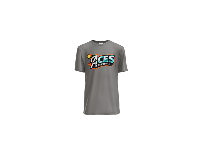 Aces Softball Logo Youth Performance Tee - Grey Concrete