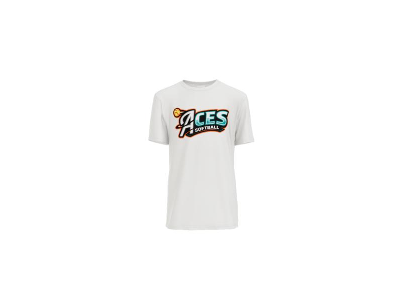 Aces Softball Logo Youth Performance Tee - White