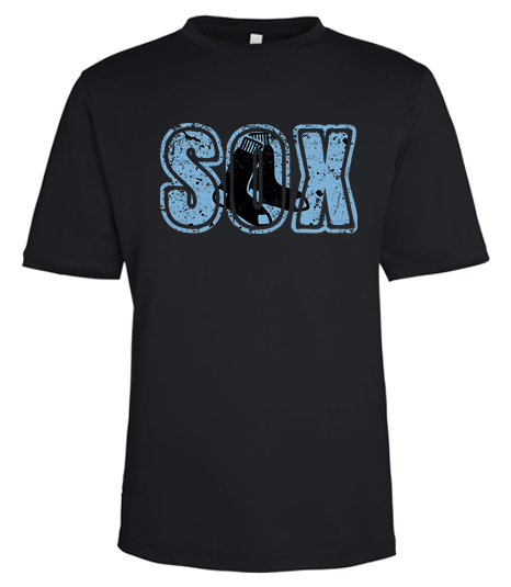 Bigbie’s BlackSox Distressed SOX Unisex Performance Tee (Blue Edition)