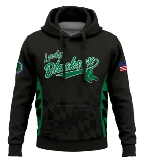 2026 Bigbie's LadySox Fully Sublimated Team Hoodie - Green on Black