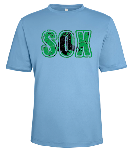 Bigbie’s BlackSox Distressed SOX Unisex Performance Tee (Green Edition)