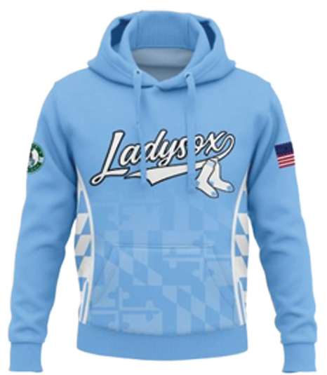 2026 Bigbie's LadySox Fully Sublimated Team Hoodie - White on Blue