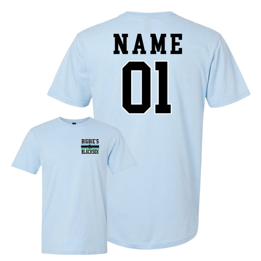 Bigbie’s BlackSox Retro Varsity Pocket Size Front w/ Custom Back Unisex Tee