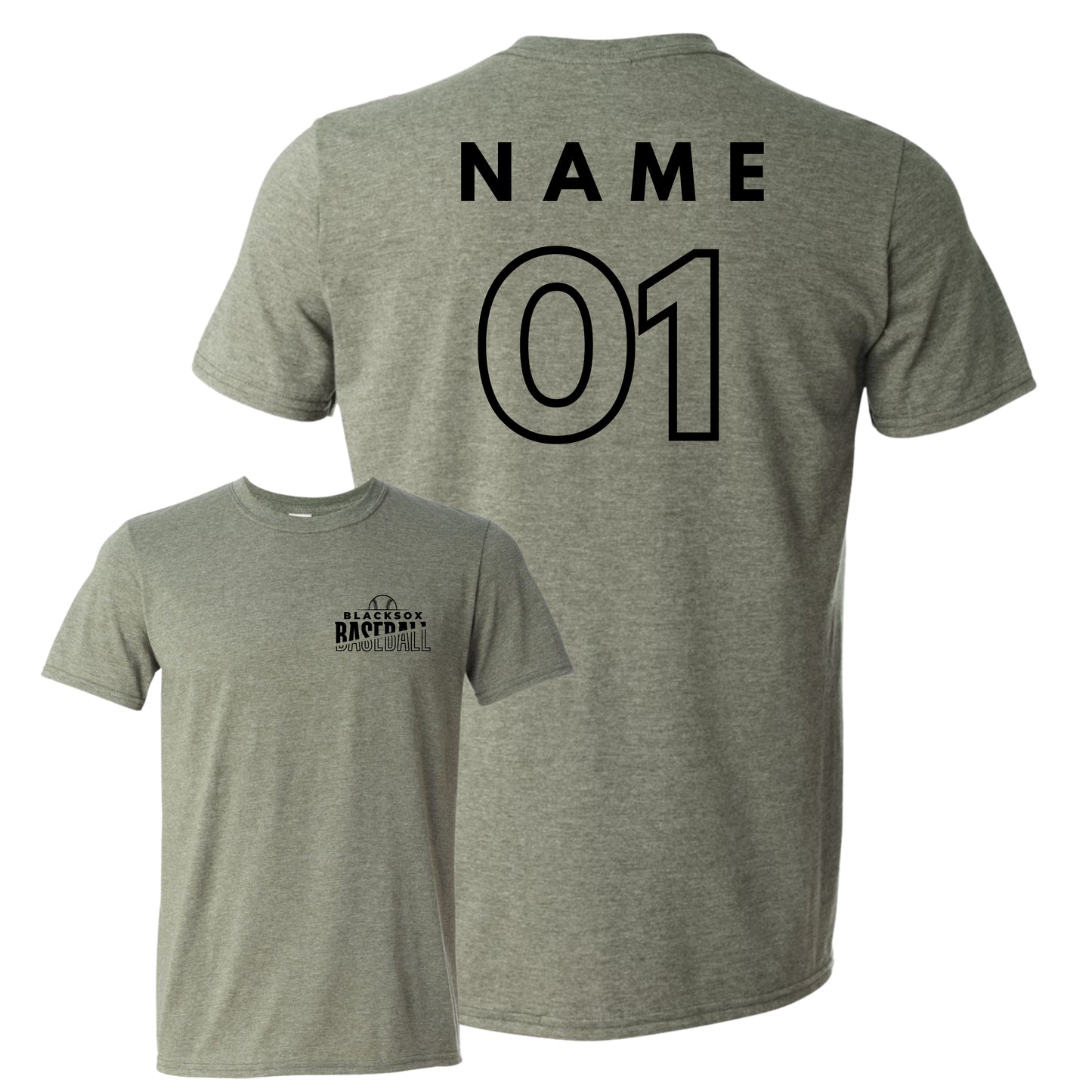 Bigbie’s BlackSox Essential Black Logo Pocket Size Front w/ Custom Back Unisex Tee