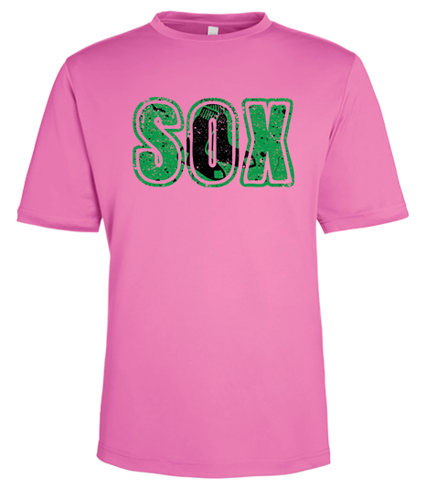 Bigbie’s BlackSox Distressed SOX Unisex Performance Tee (Green Edition)