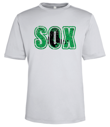 Bigbie’s BlackSox Distressed SOX Unisex Performance Tee (Green Edition)