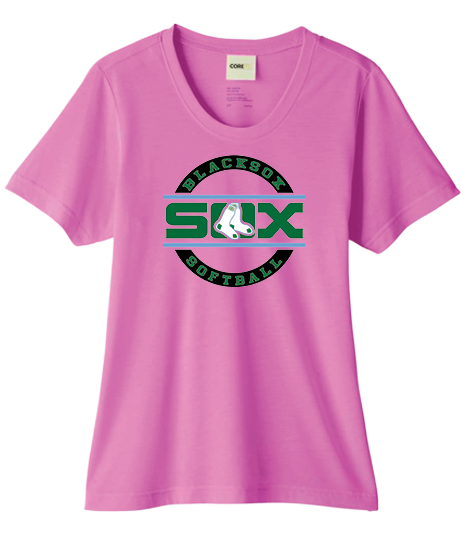 Bigbie’s BlackSox Softball Round Logo Women’s Performance Tee
