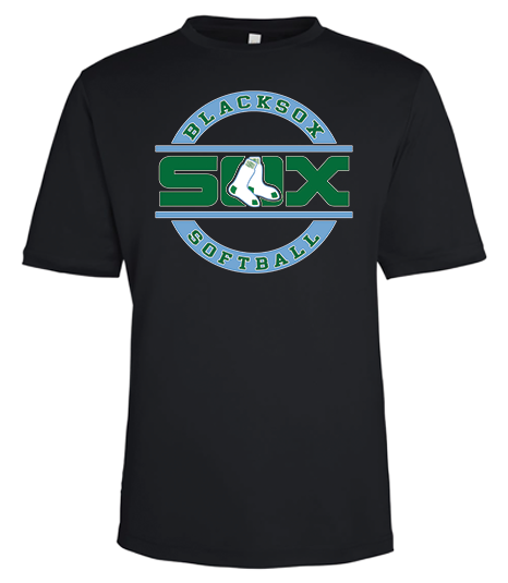 Bigbie’s BlackSox Softball Round Logo Unisex Performance Tee