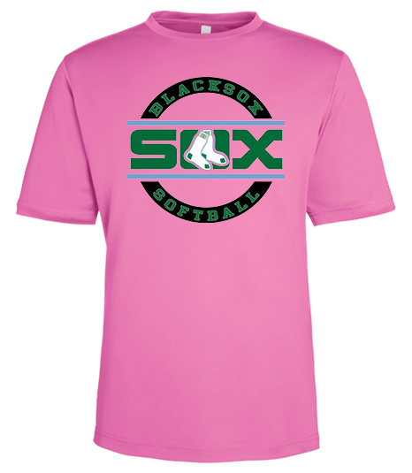 Bigbie’s BlackSox Softball Round Logo Unisex Performance Tee