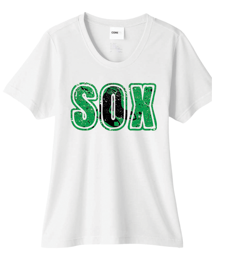 Bigbie’s BlackSox Distressed SOX Women's Performance Tee (Green Edition)