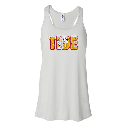 Calvert Tide Distressed TIDE Logo Women's Flowy Racerback Tank